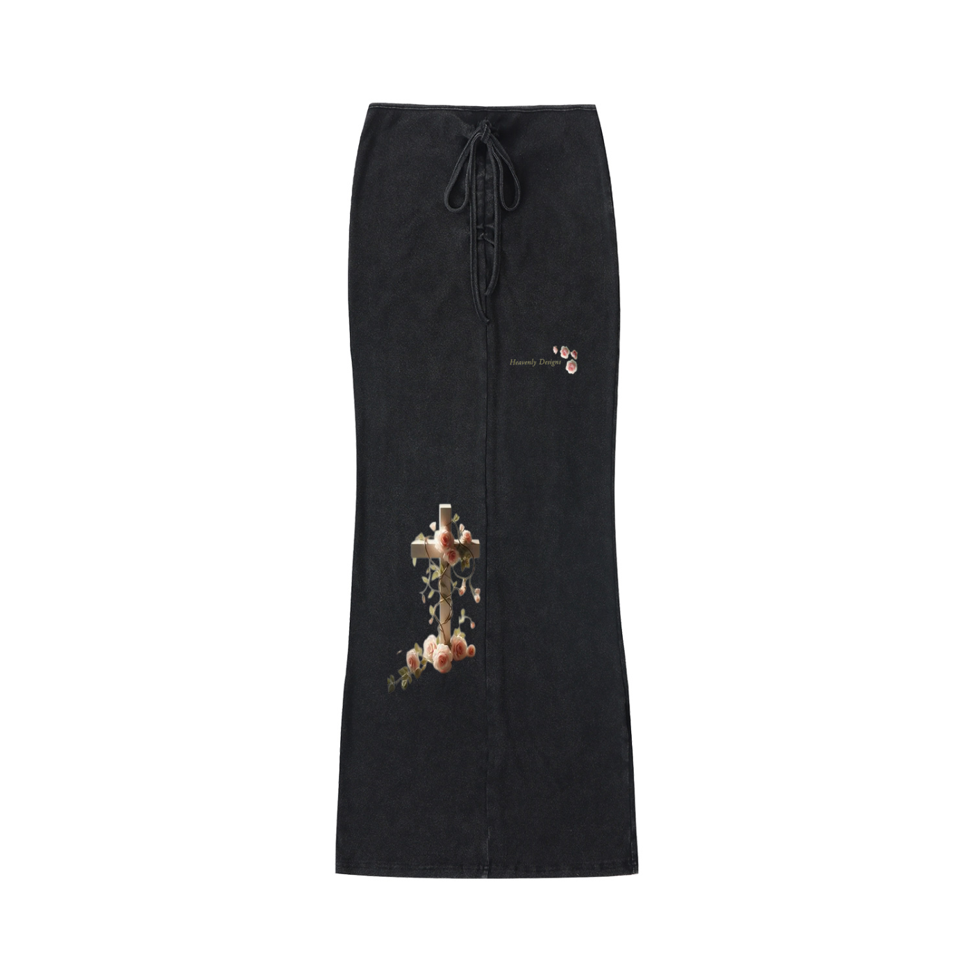 "Heavenly Designs","Black ", " Straight Hip-Hugging Slim Full Length Skirt", "Wooden Cross with Pink Roses and bird  Design","Women's 2 Piece Sets", "Casual dress","Comfortable Clothing","High Quality Designer Apparel"
