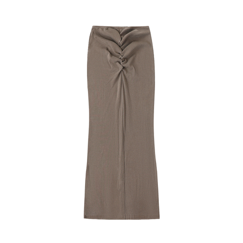 Dyed Washed Drawstring Maxi Skirt