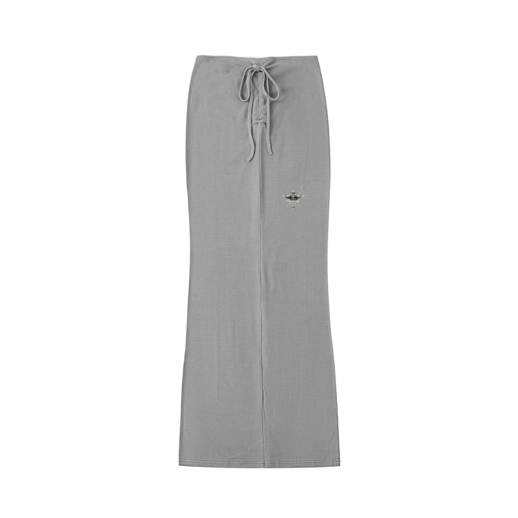 Dyed Washed Drawstring Maxi Skirt